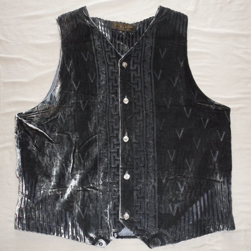 Seta Per Uomo Green Burnout Silk and Rayon Vest